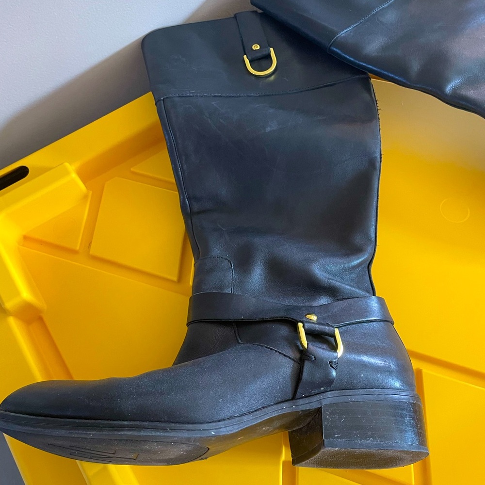 Ralph Lauren black leather riding boots Size 8